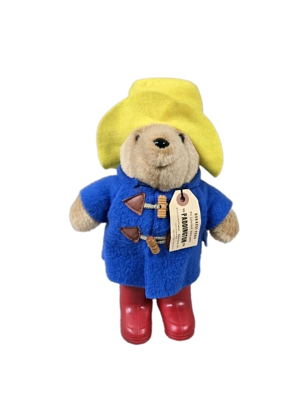 Vintage Paddington Bear Eden Toys Blue Coat Yellow Hat Red Boot 11" Plush w/ Tag